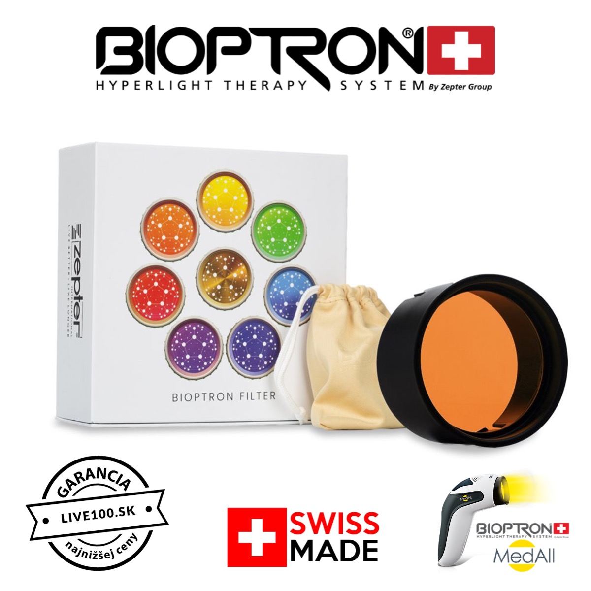 Biolampa Bioptron MedAll farebná terapia oranžový filter PAG-965-2CTF