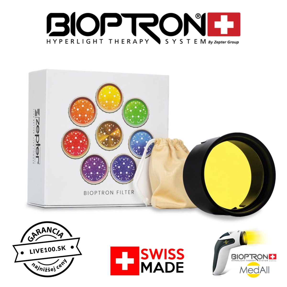 Biolampa Bioptron MedAll farebná terapia žltý filter PAG-965-3CTF