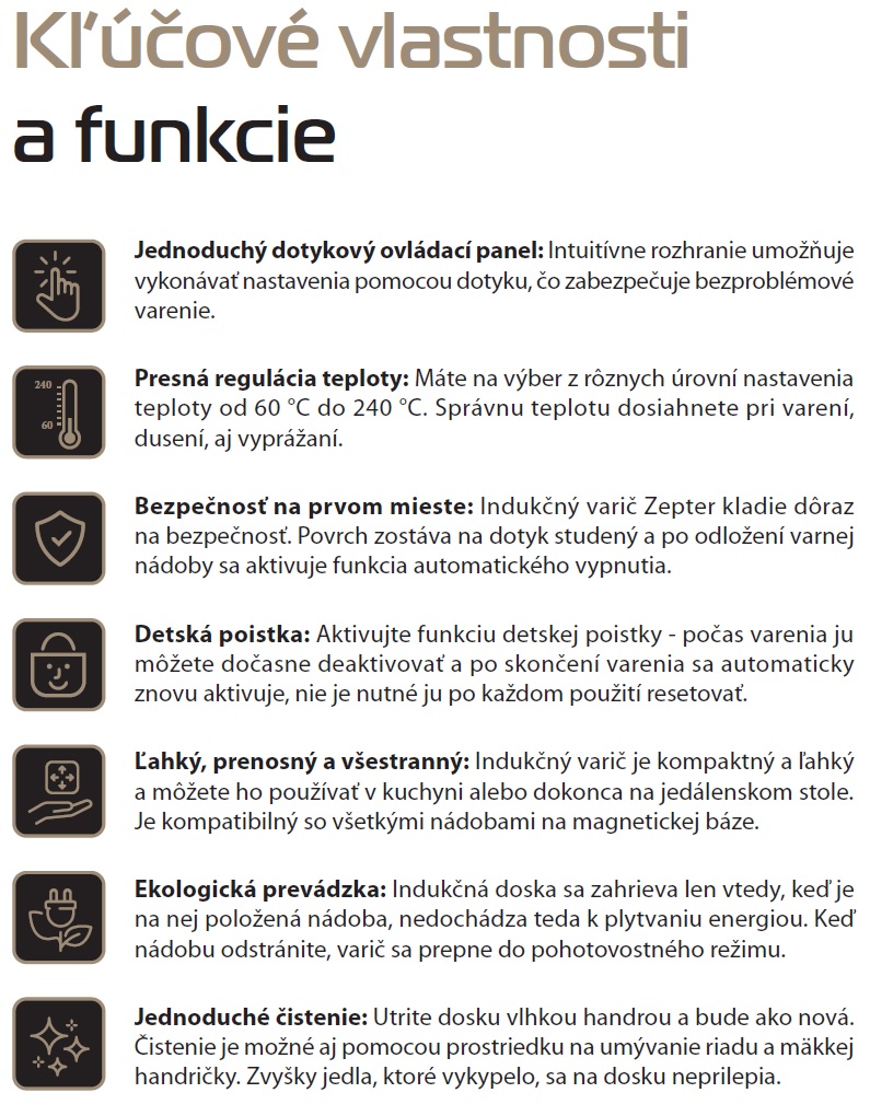 Indukcny varic Zepter vlastnosti